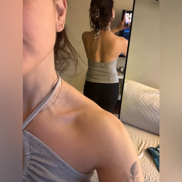 OAK + FORT Silver Halter Top - Picture 3 of 3